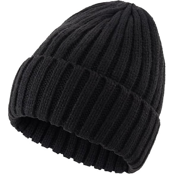 Vorkoi Women's Rib Knit Cuffed Beanie Hat Stretch Acrylic Winter Hat Thick Warm Snow Ski Cap
