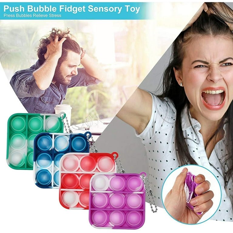 Pack Of Portable Convenient Mini Square Pop It Keychain