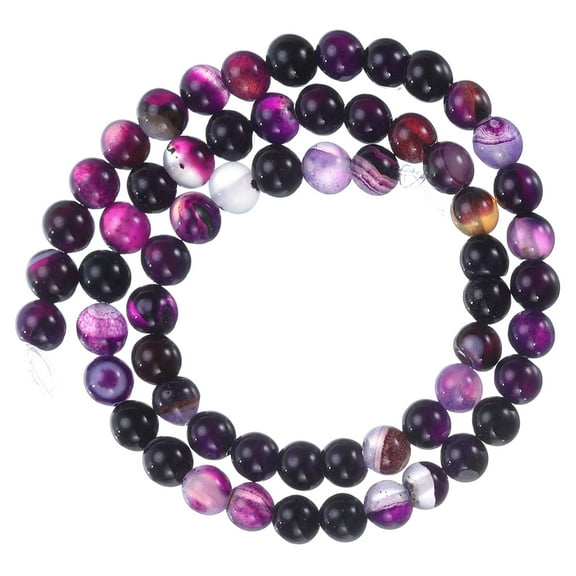 Uxcell Purple Agate Beads 6mm Natural Gemstone Beads, Smooth Round Loose Beads for Jewelry Making (1 Strand - 62pcs)