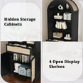 thumbnail image 7 of LEFHDA 78" Tall Bookshelf, Arched Bookcase with Drawers, Mid-Century Modern 6-Tier Bookshelf with Storage, Rattan Open Display Storage Shelf Bookshelf for Living Room Bedroom & Classroom(Black), 7 of 7