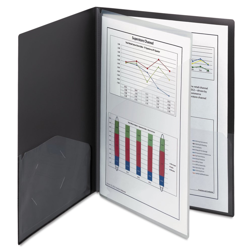 Smead Poly FourPocket Folder 11 x 8 1/2 Black 5/Pack 87720 Walmart