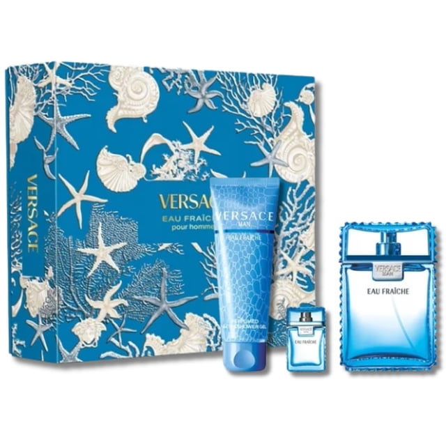 Set de perfume Versace Man Eau Fraiche para hombre: EDT 100 ml + gel 150 ml