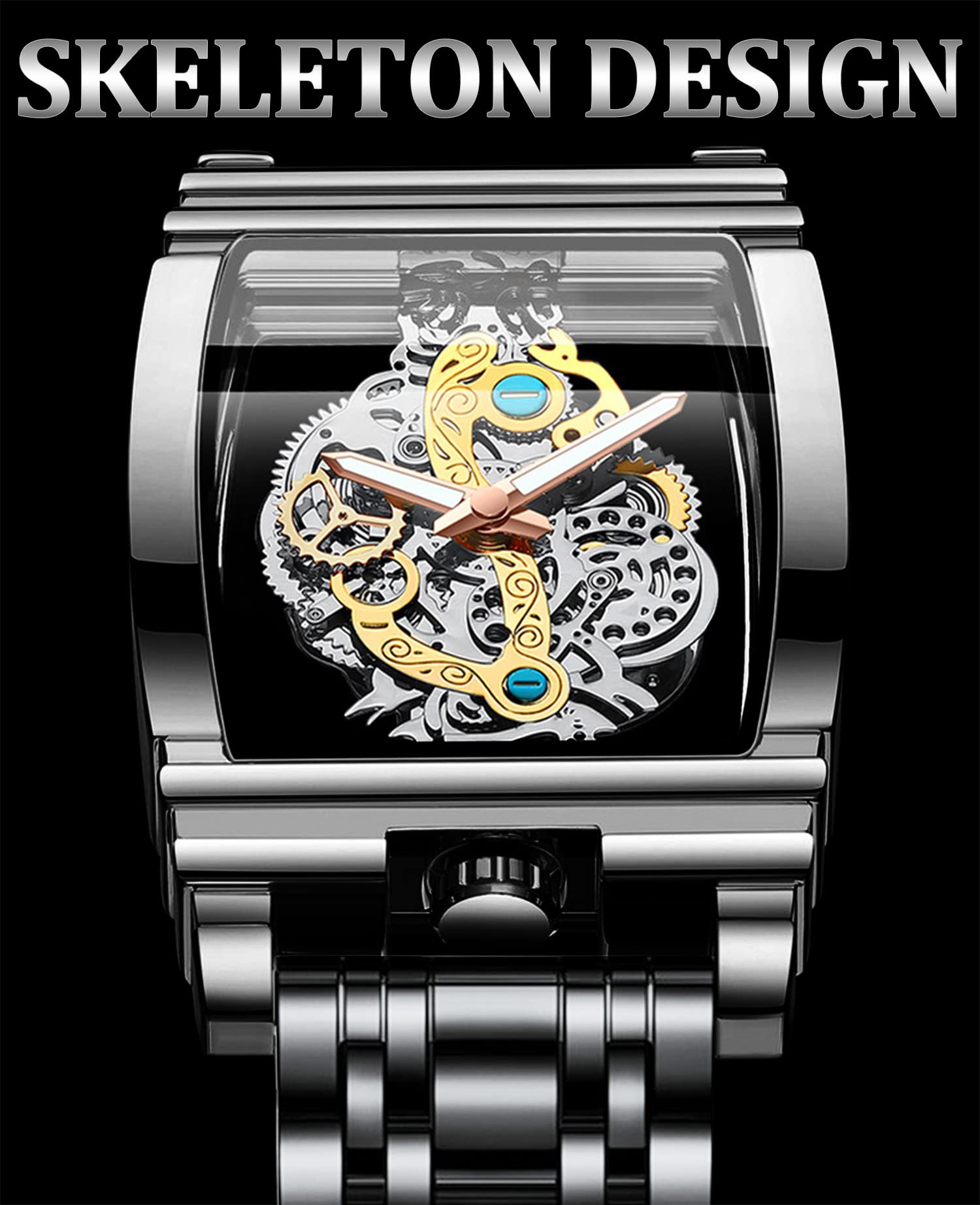 Skeleton Watch for Men - Stainless Steel, 30M Water Resistant, Luminous Markers | Stylish Business Watch