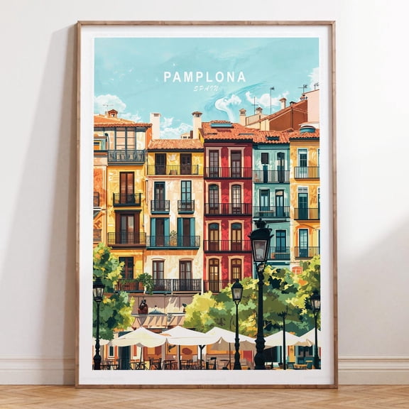 Kna Prints - Pamplona Spain Travel Poster, Spain Travel Print, Pamplona Wall Art Print, Minimalist Travel Poster, Wedding Present , UNFRAMED-8x12