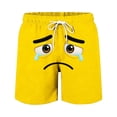 thumbnail image 4 of ITSAME Swim Trunks for Boys, Elastic Waist Loose Fit Funny Expression Print Summer Casual Trendy Beach Shorts Yellow 9T, 4 of 6