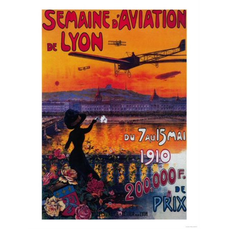 - Semaine d' Aviation De Lyon Vintage Poster - Europe Print Wall Art By Lantern Press