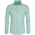 thumbnail image 4 of JTieacloth Dress Shirt Classic Fit Business Casual Formal Wear Comfortable Stretch Fabric Dress Shirts Green, 4 of 5