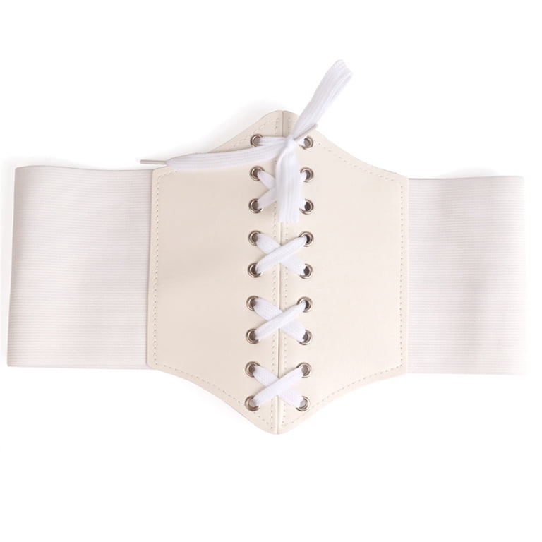 1478 7 Inch Wide Lattice Corset Waspie Elastic Waist Belt (beige VASTLUCKY Womens Elastic Waist Belts Lace-up Cincher Waspie  main image 2