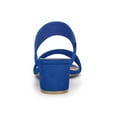 thumbnail image 2 of BLISSFUL STEP Women's Shoes Dual Straps Mid Chunky Heel Slide Sandals Royal Blue 5.5, 2 of 8