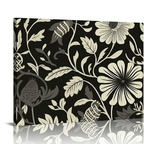 Orinice  Black Beige Abstract Floral Botanical Canvas Framed Wall Art Prints Minimalist Modern Boho Flower Market Painting  Pictures Wall Decor for Bedroom Livingroom  20x16in