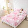 thumbnail image 5 of Feelyou Girly Pink Flower Twin Sheet Sets for Kids, Dreamy Blossoms Floral Twin Fitted Sheet, Fashion Cartoon Polkadot Flat Sheet, Super Cozy Room Decor, 3 Pieces, 5 of 8
