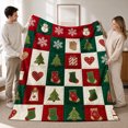 thumbnail image 3 of SPXUBZ Christmas Flannel Fleece Blanket, Soft Throw Blanket with Holiday Patchwork Pattern, Cozy Warm Blanket for Sofa Bed Bedroom Decor 50"x40", 3 of 5