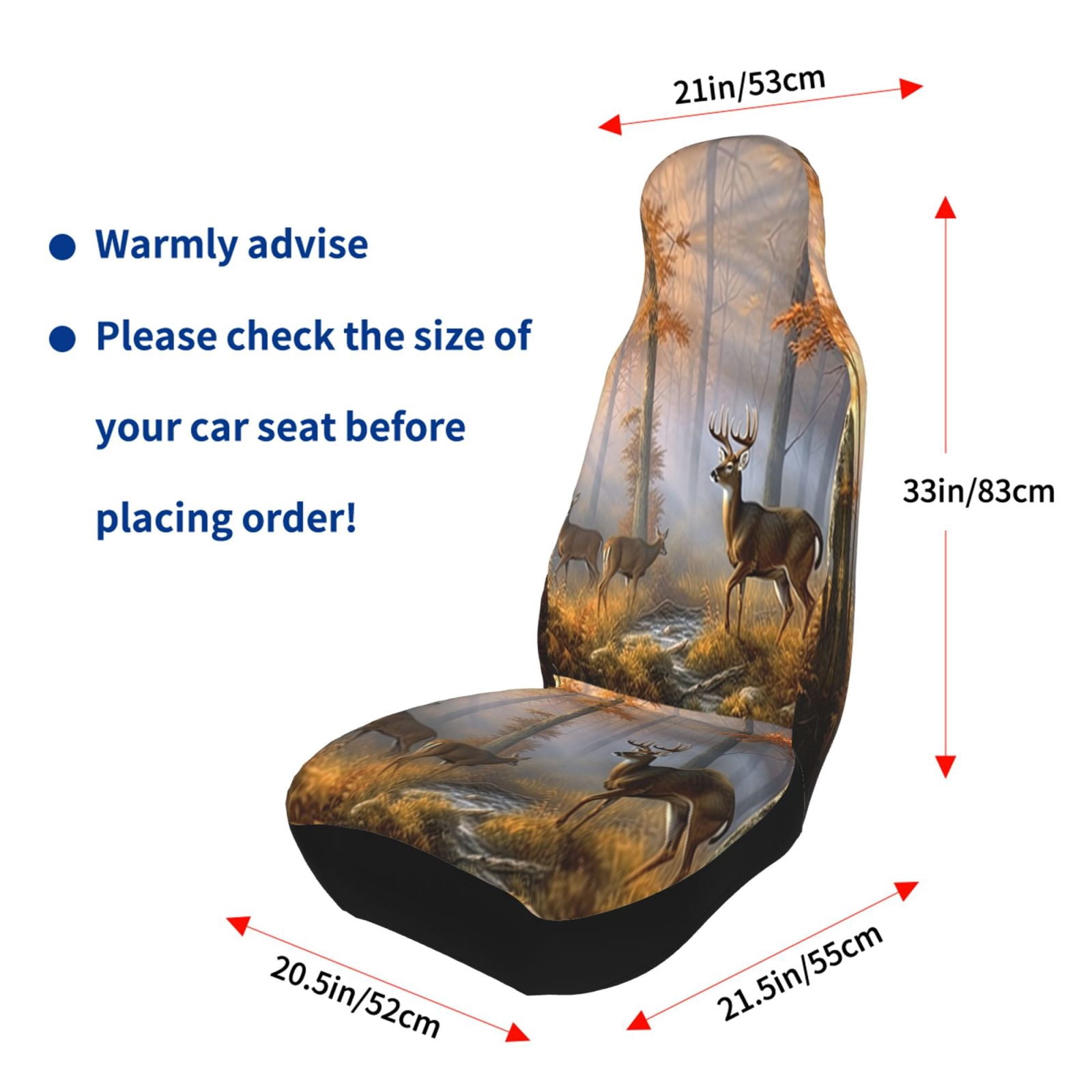 KAKALAD Autumn Deer Dreamy Misty Forests 04 Car Seat Covers Set Vehicle Front Seats Protector 2 Pcs