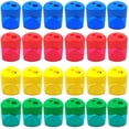 thumbnail image 1 of Apuakthei - Sacapuntas manual de 24 piezas, colores surtidos, pequeños sacapuntas de doble orificio con tapa para la escuela, la oficina y el hogar, 1 of 7