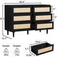 thumbnail image 2 of LAZZO 6-Drawer Rattan Dresser, Modern Chest of Drawers, Wooden Storage Organizer for Bedroom, Living Room & Hallway, Black, 2 of 8