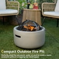 thumbnail image 2 of LINJH MGO Concrete 18" Round Charcoal Wood Burning Firepit, Grate, BBQ Grill, 2 of 6