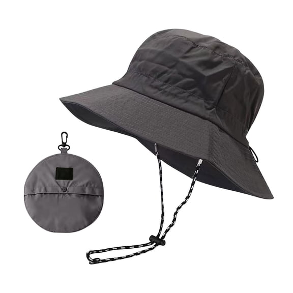 Xunmmm Unisex Bucket Hat With Adjustable Chinstrap Waterproof Packable Sun Hat Wide Brim UV Protection Fisherman Hat For Fishing Hiking Travel Dark Gray,A