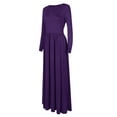 thumbnail image 6 of Rejlun Ladies Maxi Dresses Crew Neck Dress Solid Color Swing Sexy Holiday Purple 3XL, 6 of 6