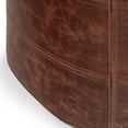 thumbnail image 6 of Connor Boho Round Pouf in Distressed Brown Genuine Leather, 6 of 8
