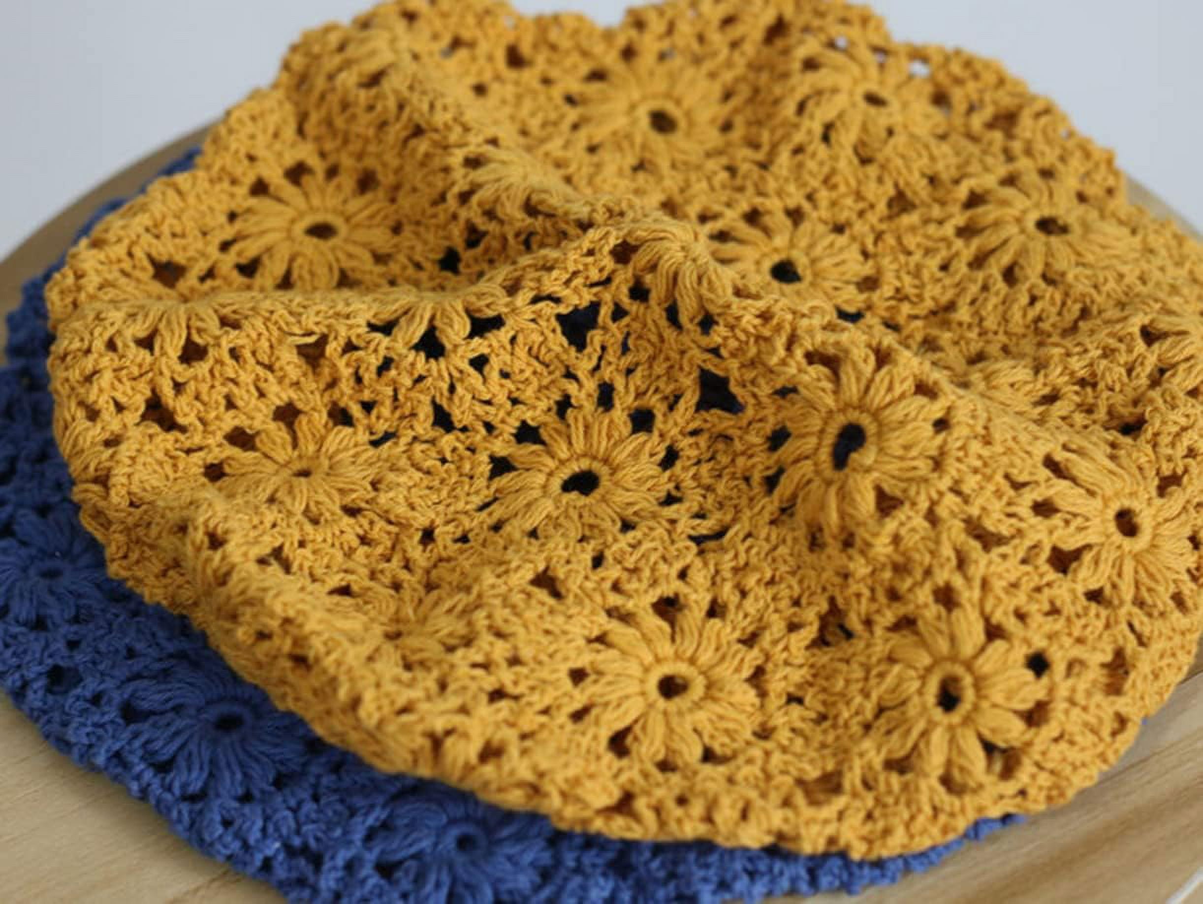 LinYooLi Hand Hook Hollowed-Out Chrysanthemum Beret, Hair Cap