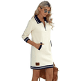 thumbnail image 5 of Women's Fashionable Lapel Zipper Long Sleeve Color-Blocked Pocket Dress for Winter Modern Wear and Daily Fashion,Beige,L, 5 of 6
