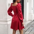 thumbnail image 7 of ChaoHeng Long Sleeve Dresses for Women under $10 Trendy Dresses for Women 2025 Holiday Women Fashion Casual Neck Puff Sleeve French Long Sleeve Solid Color Dress, 7 of 7