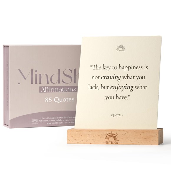 Tarjetas Afirmation Stoic con soporte de madera, 85 citas, 720 g/m²