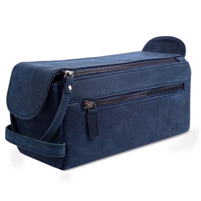 Neceser de viaje LEATHER VILLAGE Premium Leather Blue