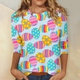 thumbnail image 2 of Easter Shirts for Womens 3/4 Sleeve Bunny Graphic Print Crew Neck Tops Womens Eggs Funny Summer Casual T-Shirts 3XL, 2 of 6