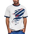 thumbnail image 4 of Men's Retro Raglan Polo Shirt, Three-Button Design with Patriotic Flag Print for Casual and Semi-Formal Occasions ,Dark Blue M, 4 of 5