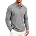 thumbnail image 2 of Sewkxo Men's Polo Shirt Long Sleeve Golf Shirts Lightweight Breathable Cool Shirts,Gray L, 2 of 7
