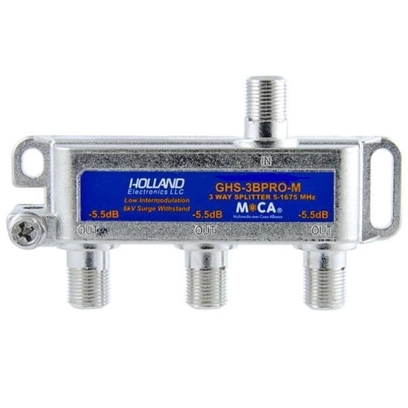 GHS-3BPRO-M CATV MoCA Rated 3-Way Balanced Splitter - Holland Electronics - NUEVO