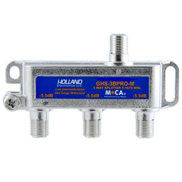 GHS-3BPRO-M CATV MoCA Rated 3-Way Balanced Splitter - Holland Electronics - NUEVO