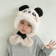 thumbnail image 4 of Sunvit-Panties Warm Plush White Panda 2-in-1 Hat with Scarf for Unisex Kids Kidss 1-6 Years, Nylon Spandex Winter Cold Weather Accessory with Ear Flaps,Size 1 T, 4 of 7