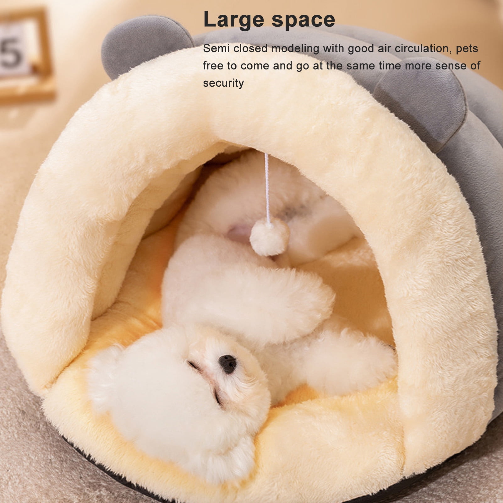 NFTIGB Premium Triangle Cat Cave Bed, Semi-Enclosed Indoor Pet Tent Nest, Cozy Warm Plush Shelter for Sleeping, Large Gray, 19.6 inches / 50 cm