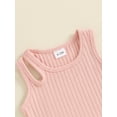 thumbnail image 6 of Nygoyerh Toddler Little Girls Summer Ribbed Outfits One Shoulder Double Straps Sleeveless Tank Tops with Drawstring Shorts 2Pcs Kids Solid Color Short Pants Sets 6M-4T, 6 of 8