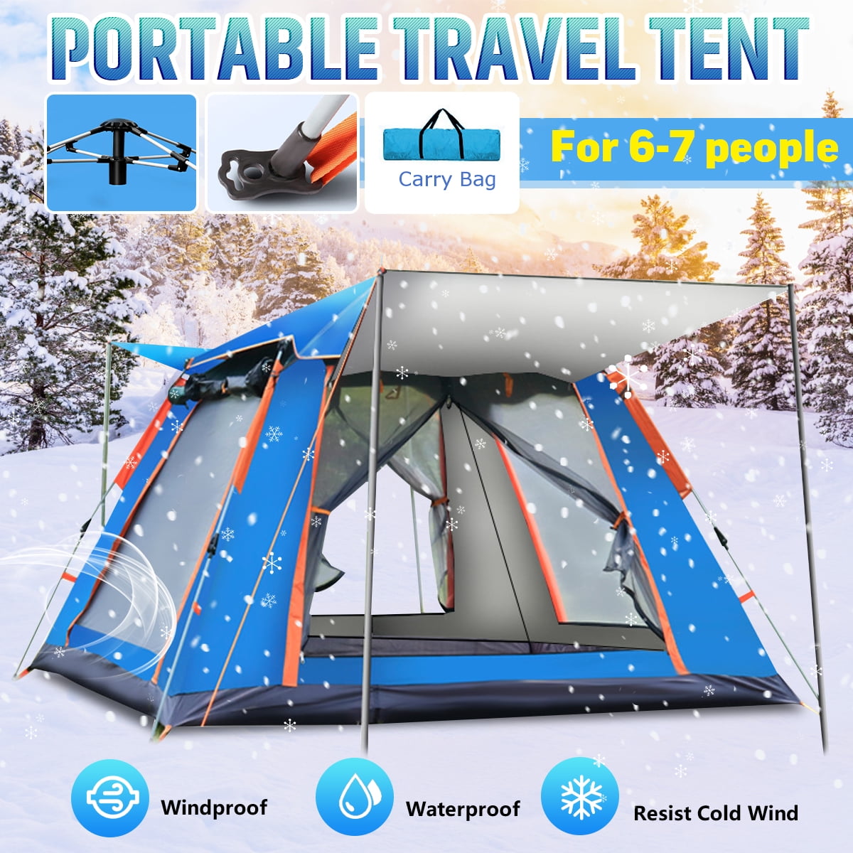 Family Camping Tent Automatic Popup 6-7 Person Waterproof Hiking 