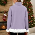 thumbnail image 4 of Chandails d'Hiver Grande Taille pour Femmes Mode Décontractée Imprimé Col Roulé Manches Longues Chandail en Molleton Drôle Chandails à Capuchon Violet TTG, 4 of 5