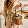 thumbnail image 5 of Handwoven Rattan Flower Basket with Handle Durable Faux Rattan Picnic Basket for Home Decor Gardening Weddings and Versatile Storage, 5 of 7