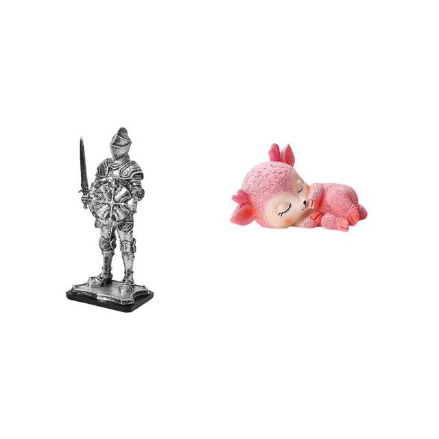 Estatua de caballero, figura de ciervo, escultura de resina de ciervo durmiendo, adorno de mesa para exhibición, adecuado para sala de estar, dormitor