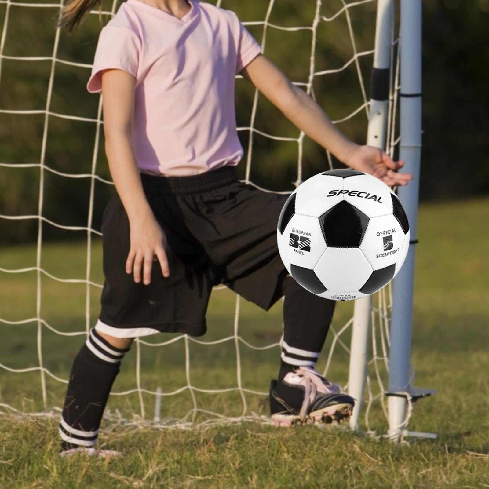 Suodoka Size 5 Black and White PVC Soccer Ball for Student Team Training, Kids Match Play, Wear Resistant Classic Football Equipment, 8.5 inches / 21.5 cm, 1 Count