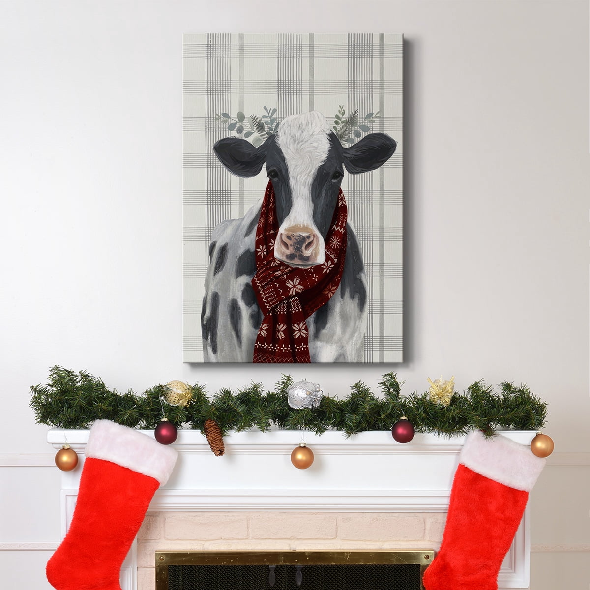 Yuletide Cow I- Gallery Wrapped Canvas