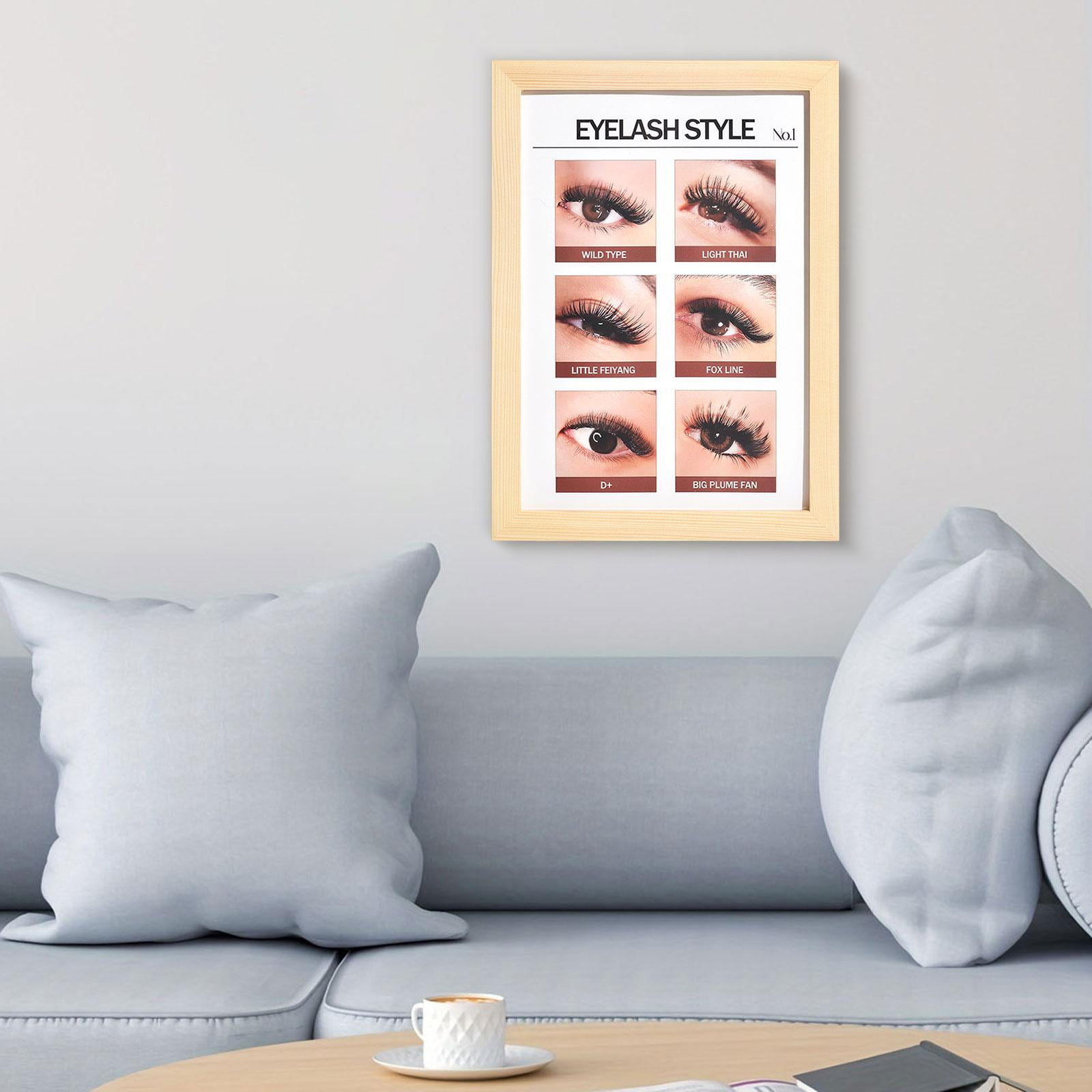 TOOYFUL Lashes Wall Art Eyelash Guide Wooden Frame Walls Decoration Eyelash Wall Decor for Lashes Studios Home Decor C