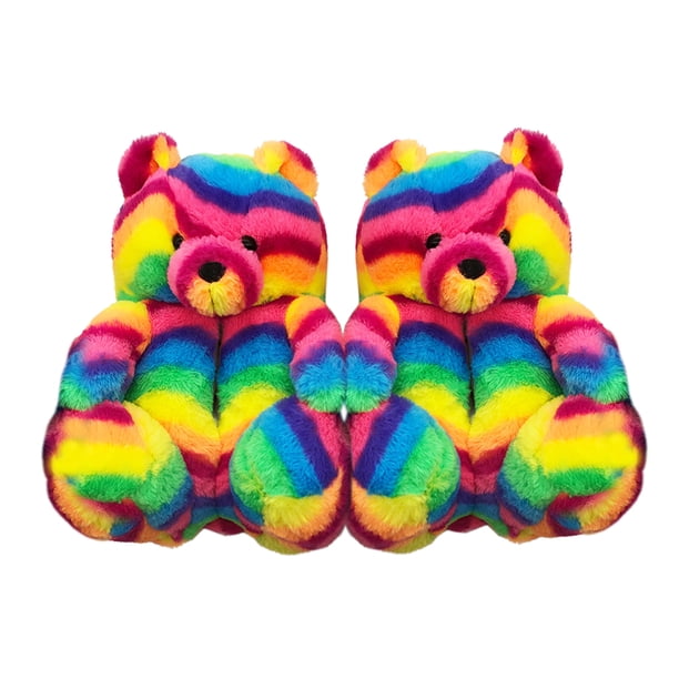Zapatilla de osito de peluche para mujer, zapatos cálidos de felpa con dibujos animados (nuevo cromático) Likrtyny juguetes de los niños
