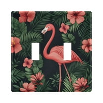Yayeee Toggle Light Switch Wall Plate 2-Gang 4.56"x4.48" Decorative Outlet Cover, Red Flamingo Pattern