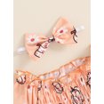thumbnail image 5 of Newborn Baby Girls Halloween Romper Outfits Long Sleeve Ruched Pumpkin Floral Bodysuit Headband Set 2Pcs Fall Clothes, 5 of 8