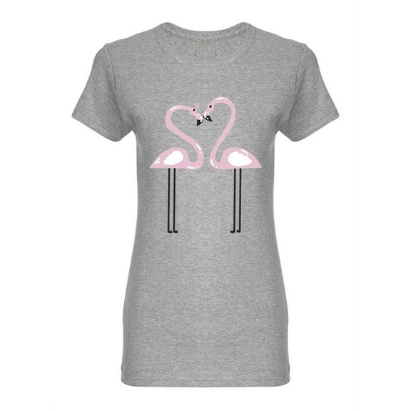 Two Loving Flamingos Shaped T-Shirt Women -Image by Shutterstock, Female Medium