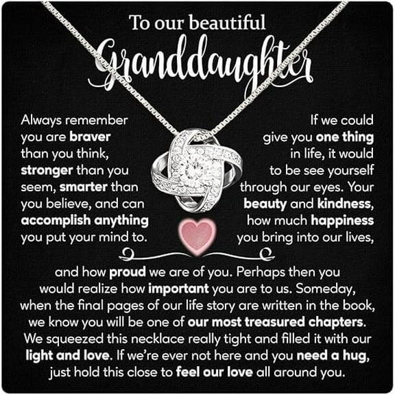 Cute Birthday Gift for Granddaughter from Grandmother, Love Knot Necklace for Granddaughter, Granddaughter Gifts from Grandma and Grandpa, To My Granddaughter Necklace Gift
