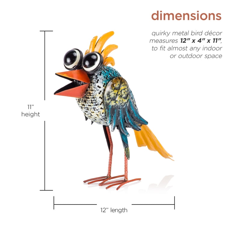 Alpine 11 In. H. Iron Quirky Wide-Eyed Blue Bird Lawn Ornament