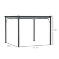 thumbnail image 5 of Outsunny 9'10" x 9'10" x 7'3.75" Gray Aluminum Pergola with Retractable Water-Resistant Shade Canopy, 5 of 7